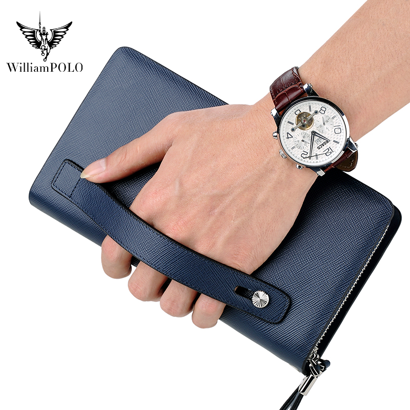 Leather Wallet Men - WILLIAMPOLO Bolso de Mano de Cuero