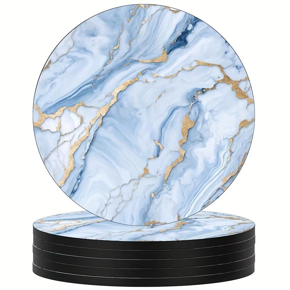Marble Coaster Set - Juego de 6 posavasos de 4