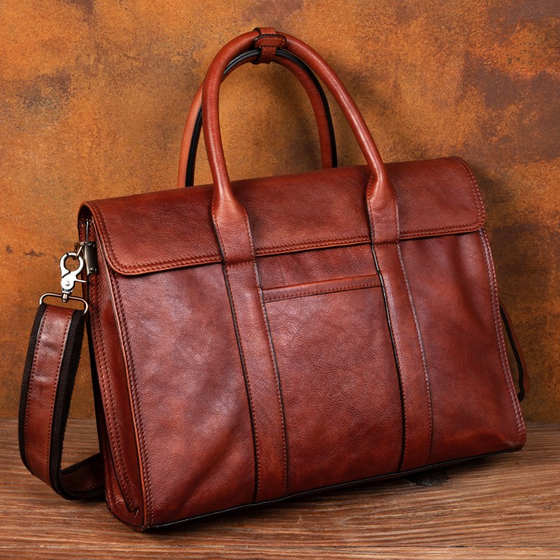 Leather Briefcase - Bolso de mano de cuero curtido