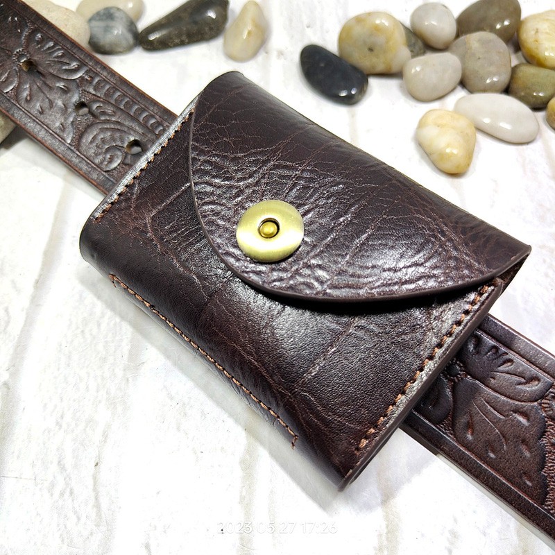 Leather Wallet Men - Blongk-Mini riñonera de cuero genuino para