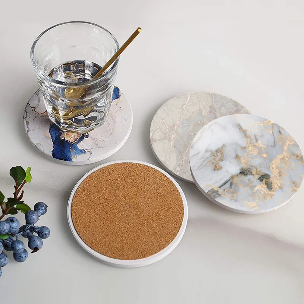 Marble Coaster Set - Posavasos de mármol blanco, posavasos de