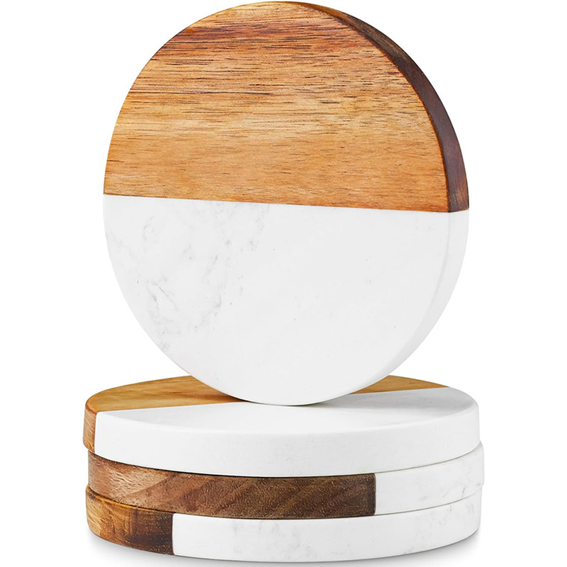 Juego de 4 Posavasos de Madera - Marble Coaster Set reseña y precio