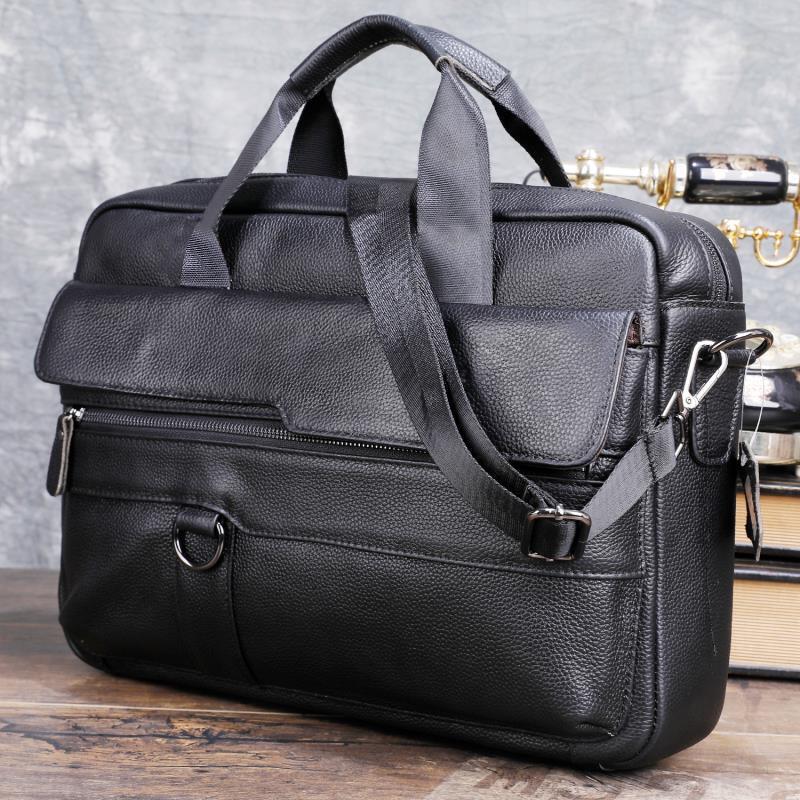 Bolso grande de cuero genuino  - Leather Briefcase reseña y precio