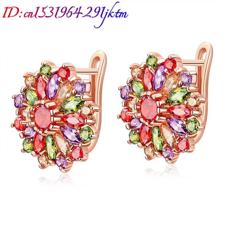 Pendientes de flor de cristal  - Gold Plated Jewelry reseña y precio