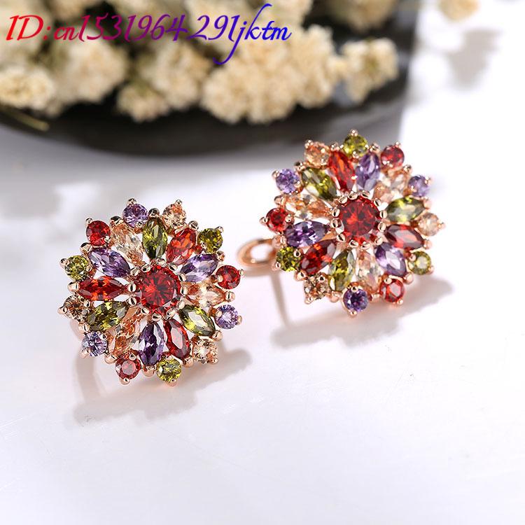 Pendientes de flor de cristal  - Gold Plated Jewelry reseña y precio