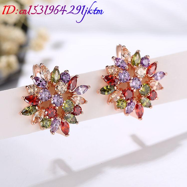 Pendientes de flor de cristal  - Gold Plated Jewelry reseña y precio