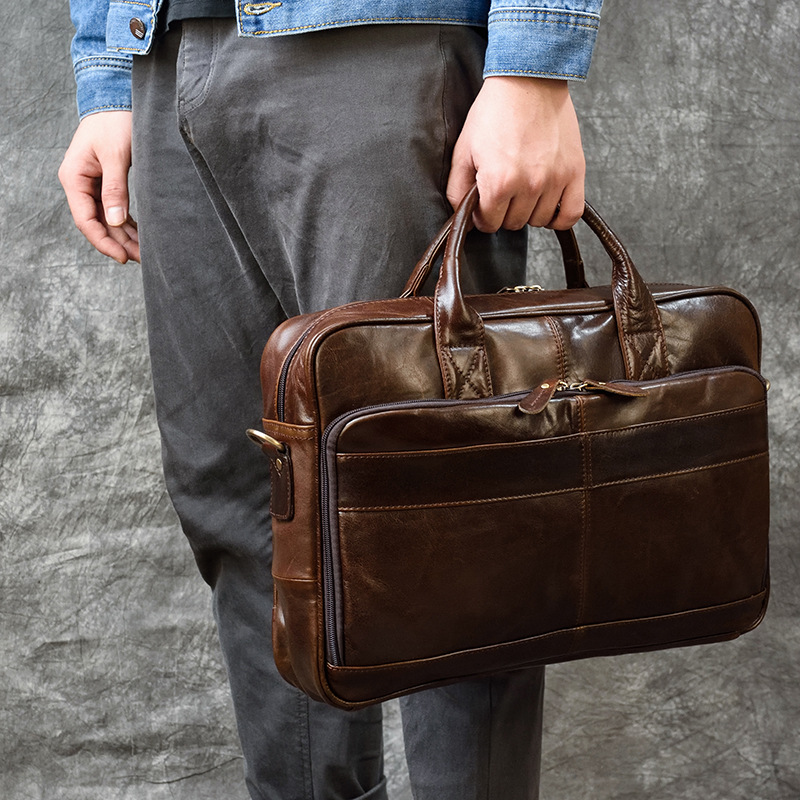 Bolso de mano de cuero genuino - Leather Briefcase reseña y precio