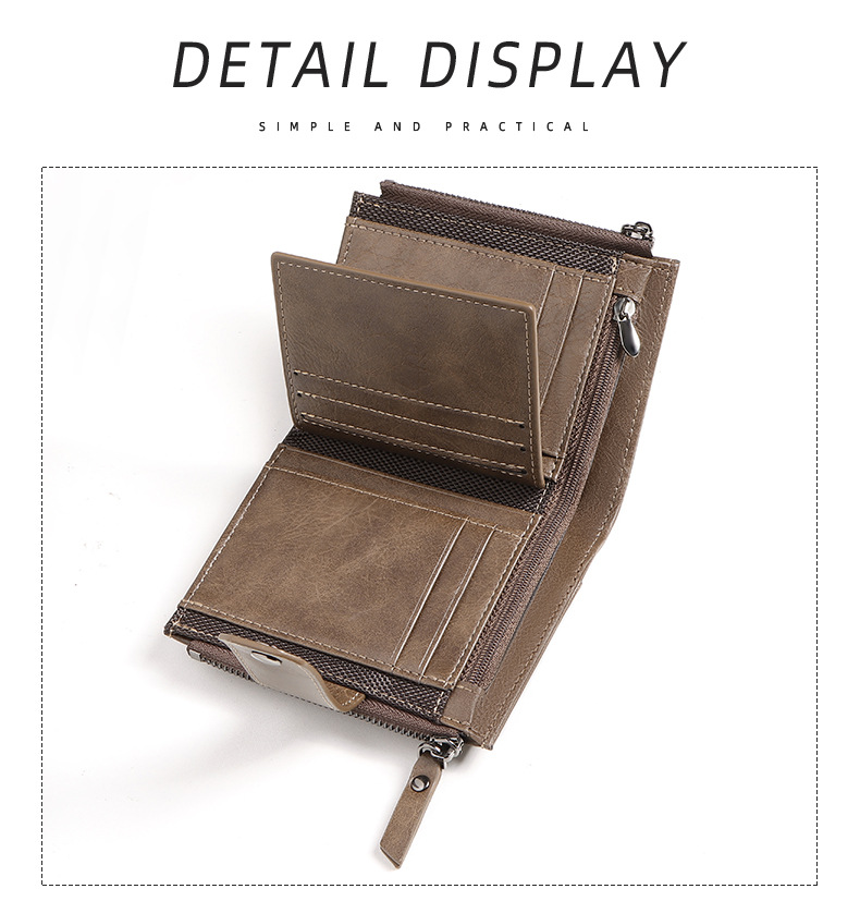 Cartera corta delgada de cuero - Leather Wallet Men reseña y precio
