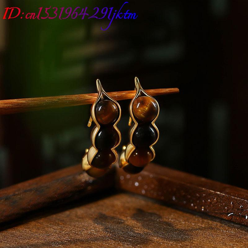 Pendientes de ojo de tigre con - Gold Plated Jewelry reseña y precio